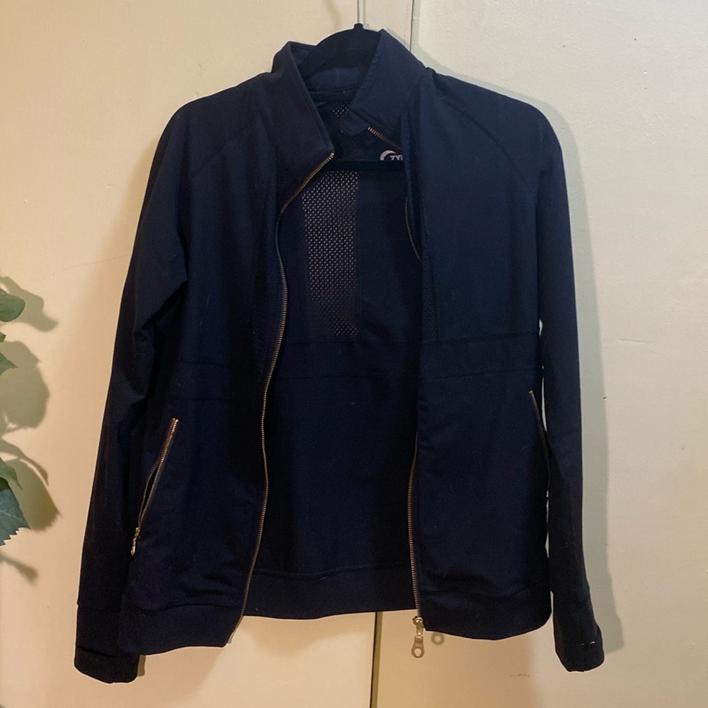 Zyia Gold Zipper Mesh Active Black Zip Up Jacket